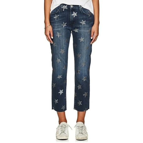 Current/Elliott Rollin Star Print Slim Cropped Jeans - Picture 1 of 5